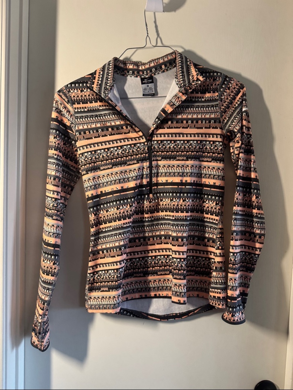 Nike Long-Sleeve Quarter-Zip Top - Peach & Black